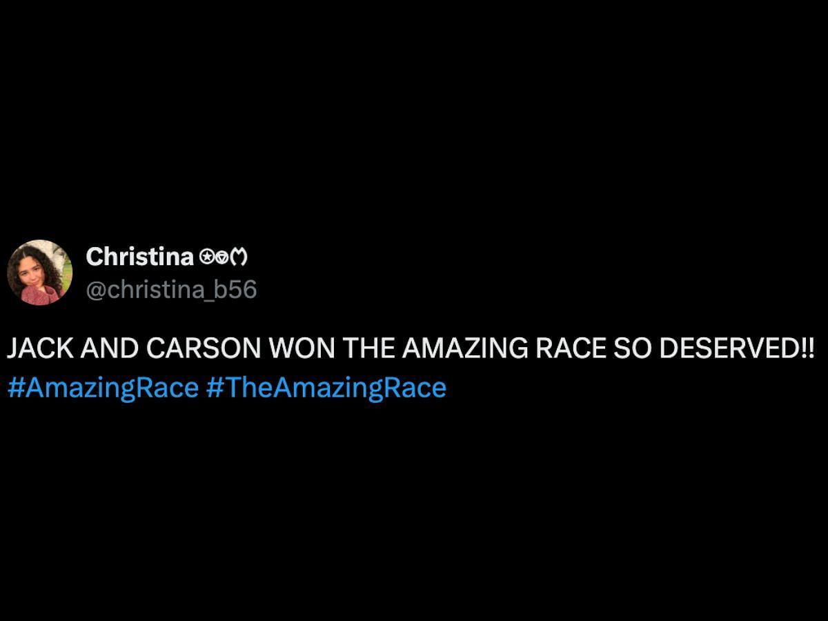 Netizens react to Carson and Jack's victory (Image via X/@christina_b56)